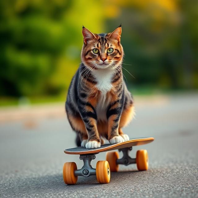 Cat on a skateboard