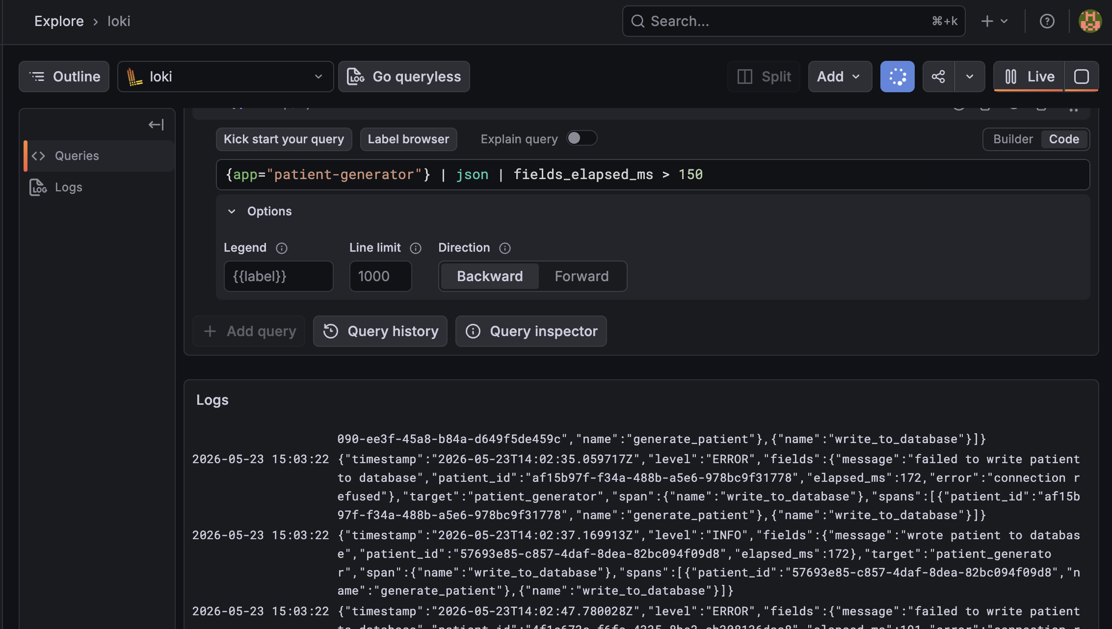 Grafana query for slow operations